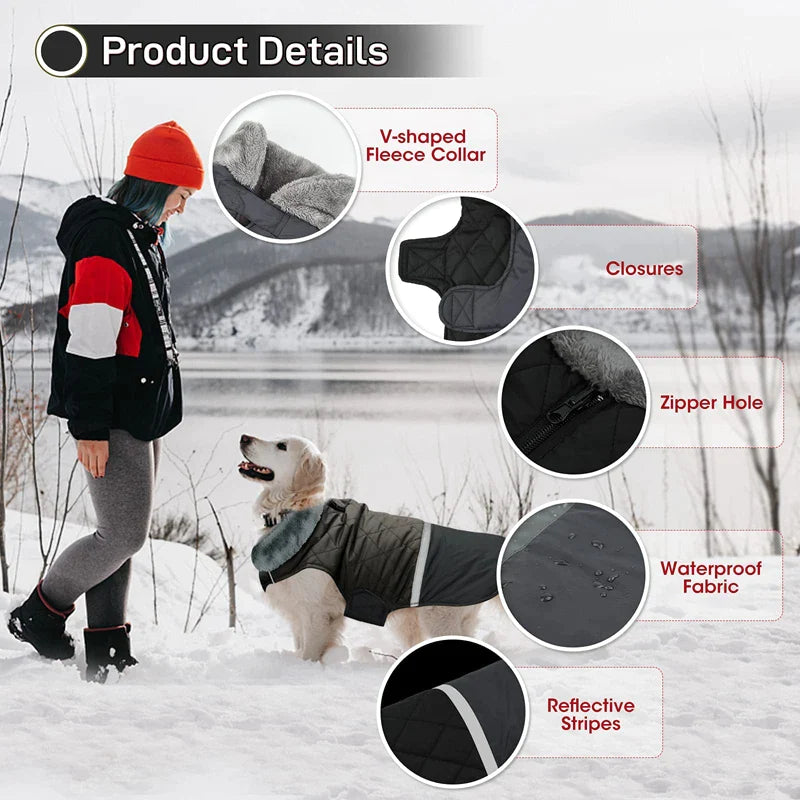 Reversible Winter Fleece Collar Dog Coat