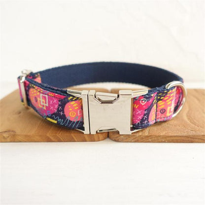 BLUE SCRAWL Engraved Dog Collar
