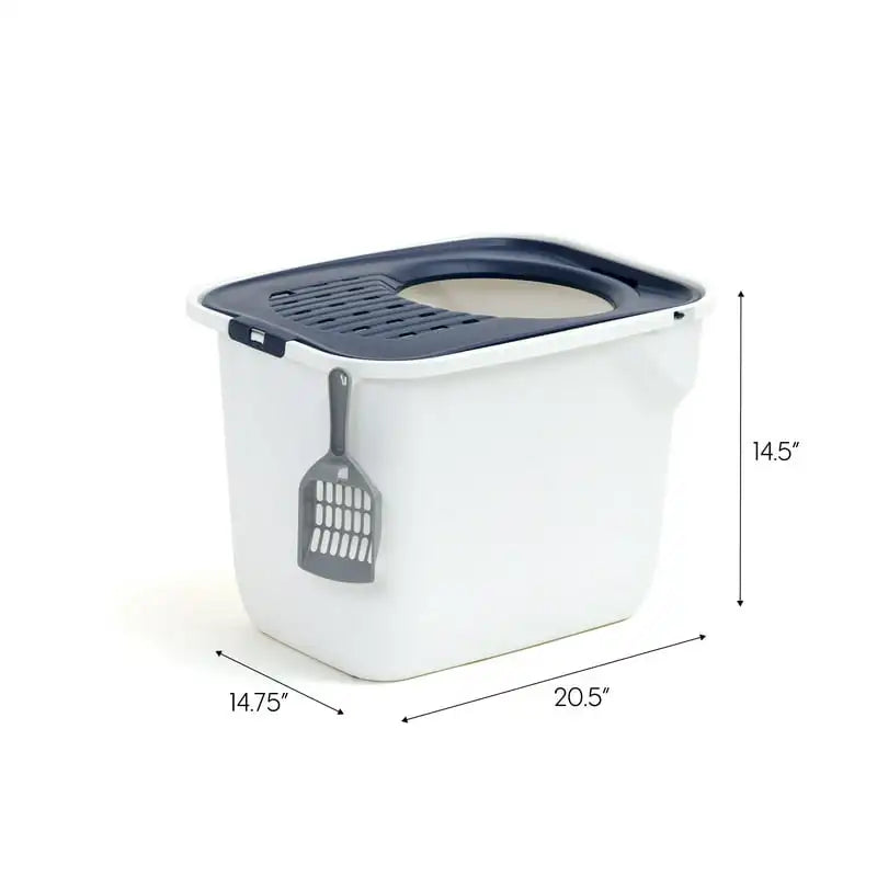 Square Top White Entry Cat Litter Box