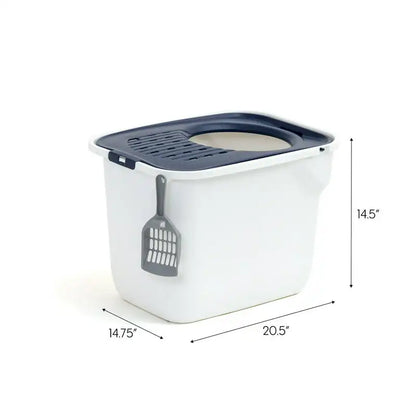Square Top White Entry Cat Litter Box