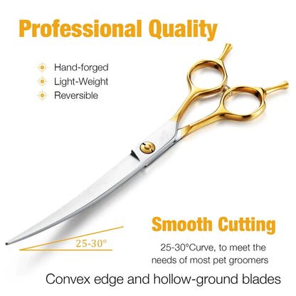 Professional Lightweight Curved Dog Grooming Scissors