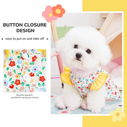 Cute Floral Dog Dress With D Ring