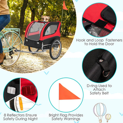 Foldable 3 Entrances Dog Bike Trailer