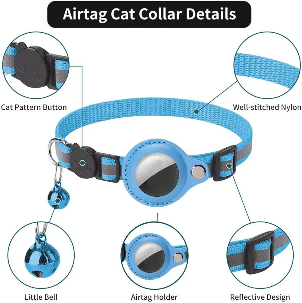 Reflective & Bell Pet AirTag Collar