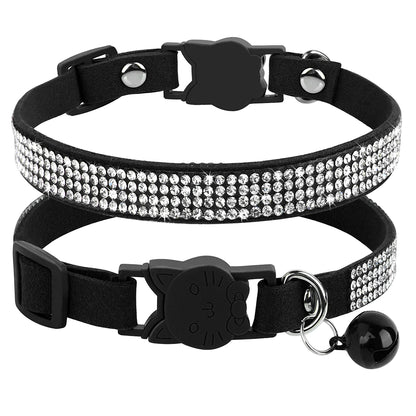 Soft Suede Leather Cat Bling Collars