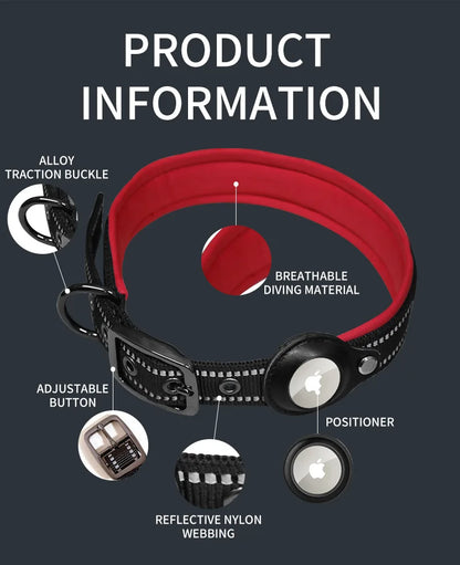 Reflective Nylon Dog AirTag Collar & Lead