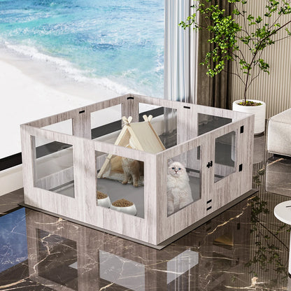 Indoor Tempered Glass Dog Playpen