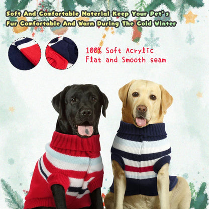 Turtleneck Striped Dog Sweaters