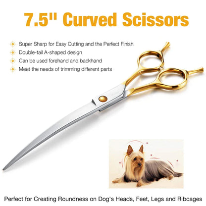 Professional Lightweight Curved Dog Grooming Scissors