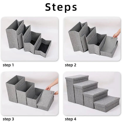 4-Step Pet Stairs With Storages