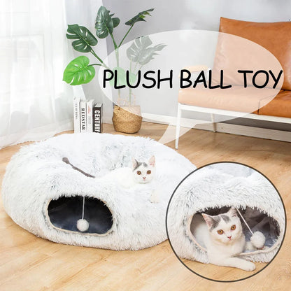 3 Ways Foldable Plush Cat Tunnel