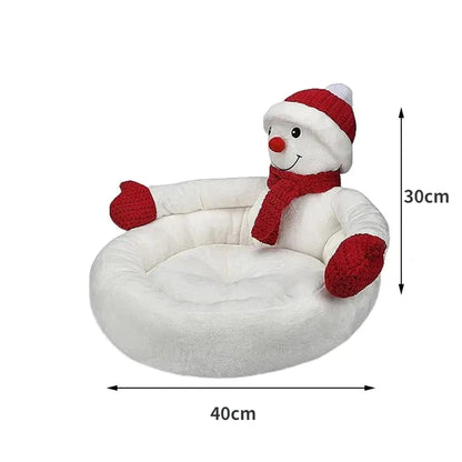 Christmas Snowman Soft Plush Pet Bed