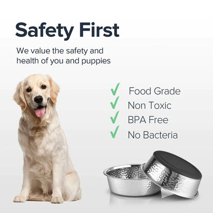 Luxury Hammered Stainless Steel Dog Bowls