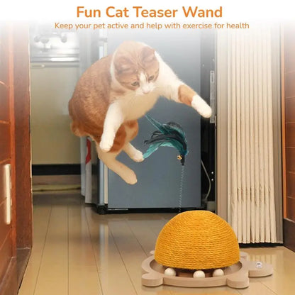 3-In-1 Wooden Track Ball Cat Scratcher