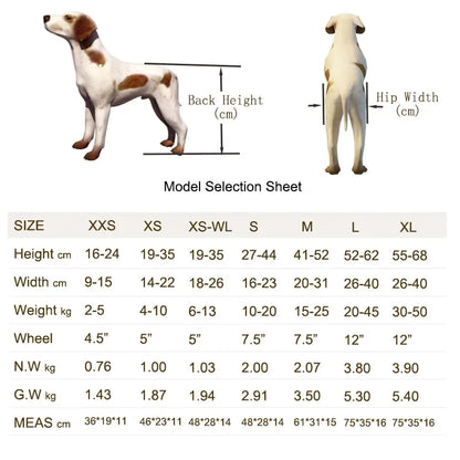 Adjustable Aluminum 4-wheeled Pet Wheelchair