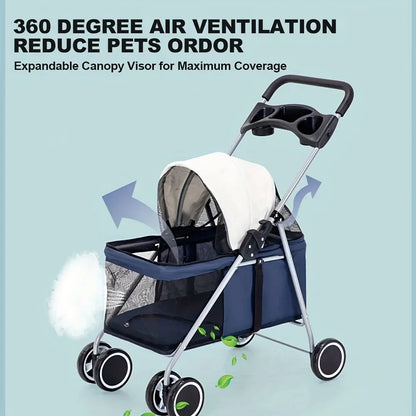 Outdoor Pet Stroller With Cup Holder