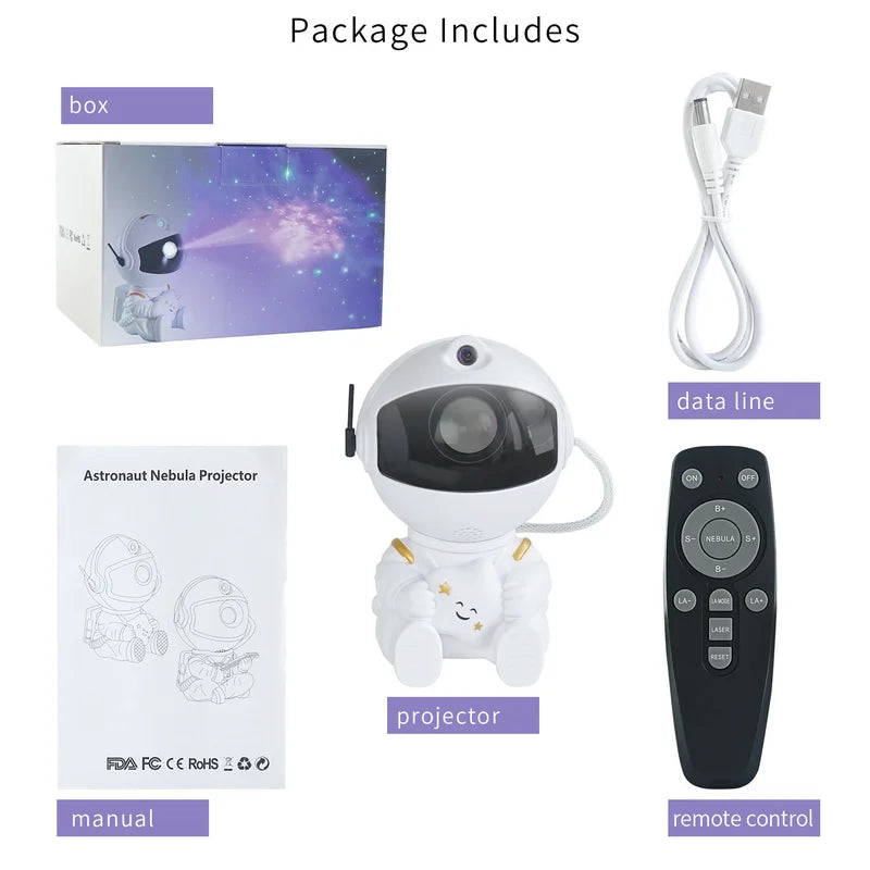 Galaxy Astronaut Star Projector LED Night Light