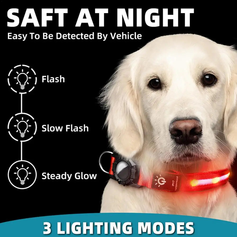 Waterproof LED AirTag Dog Collar