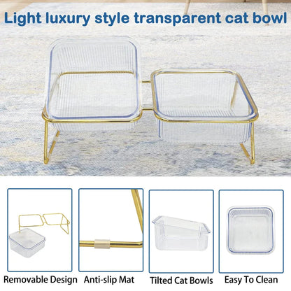 Transparent Elevated Double Pet Bowls
