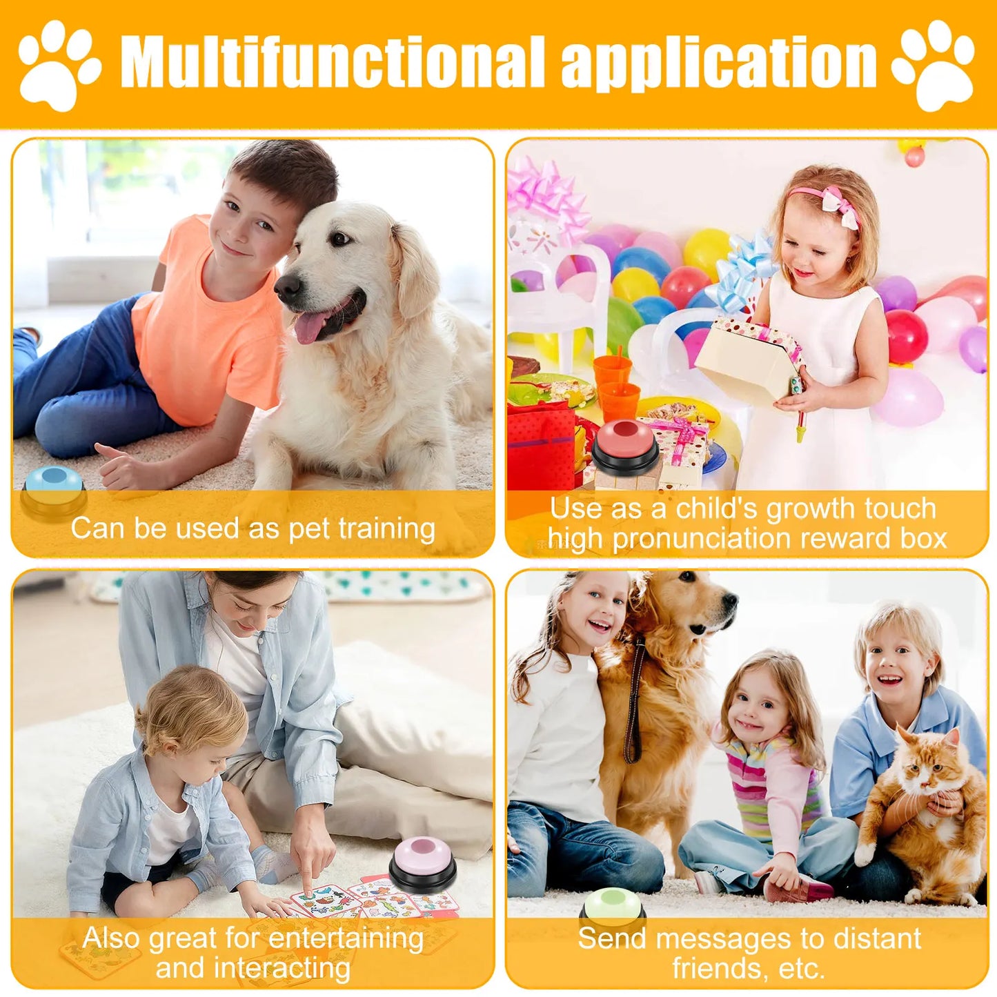 4Pcs Dog Talking Button With LED Light