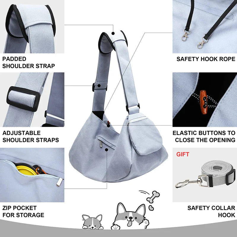 Hand-Free Padded Shoulder Dog Sling Bag