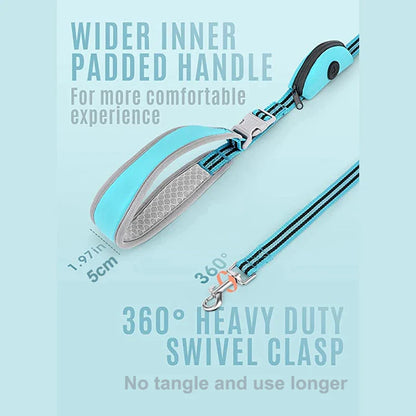 Reflective Nylon Hands Free Dog Walking Leash