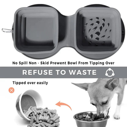 No-Spill Portable Double Dog Bowl