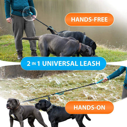 Reflective Strong Hands Free Double Dog Lead