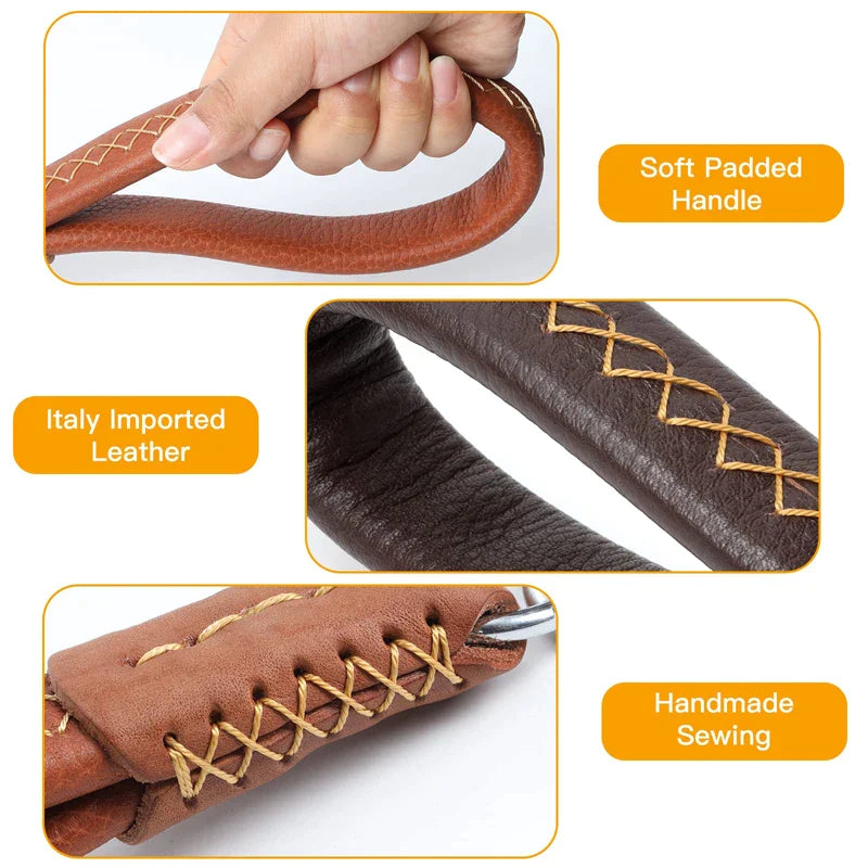 Rustproof Hook Genuine Leather Dog Lead