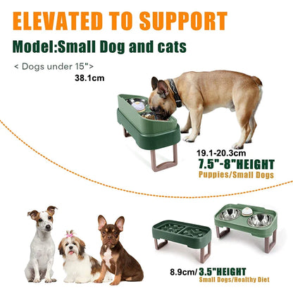 3-in-1 Stainless Steel Elevated Dog Bowl