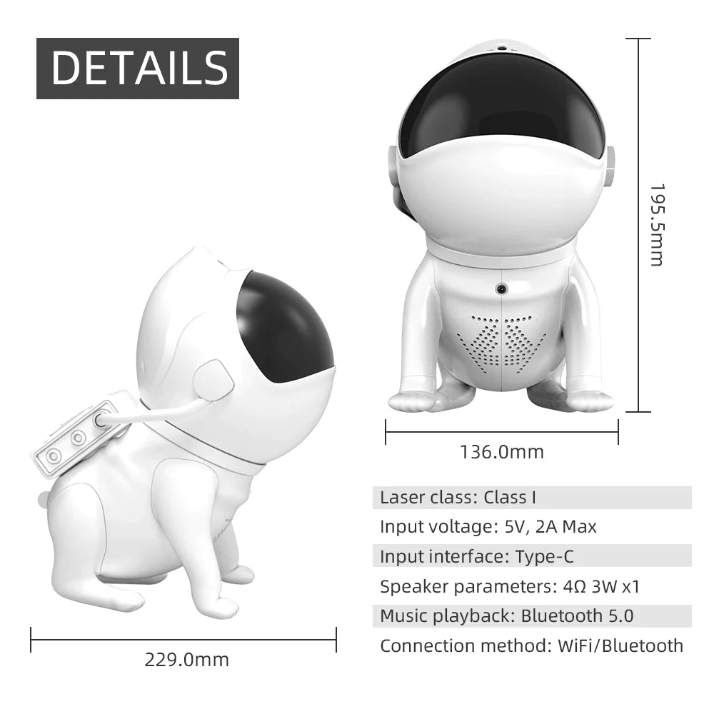 Astronaut Dog Night Light Galaxy Projector