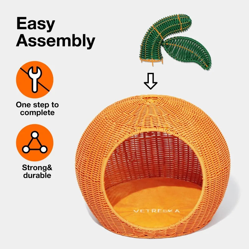 Hand Woven Rattan Cat Bed