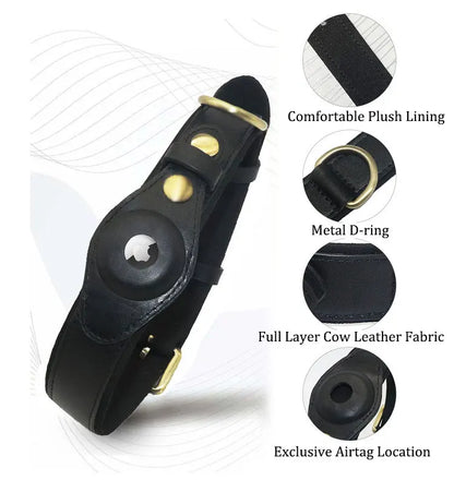 Luxury Leather AirTag Pet Collar