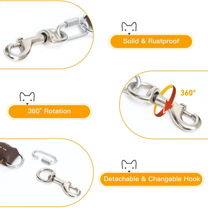 Rustproof Hook Genuine Leather Dog Lead