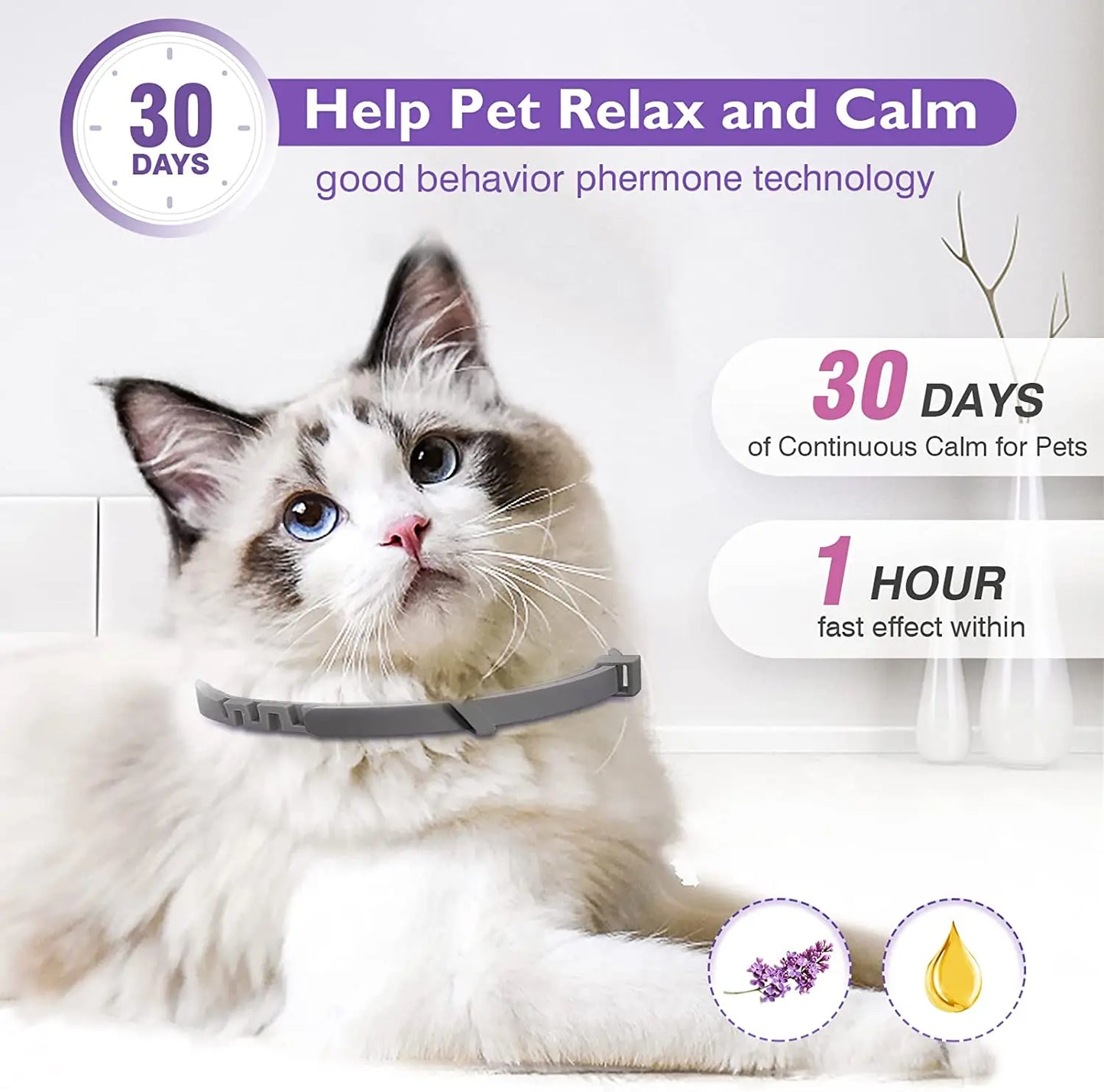 4PCS Effective Safe Cat Calming Collars
