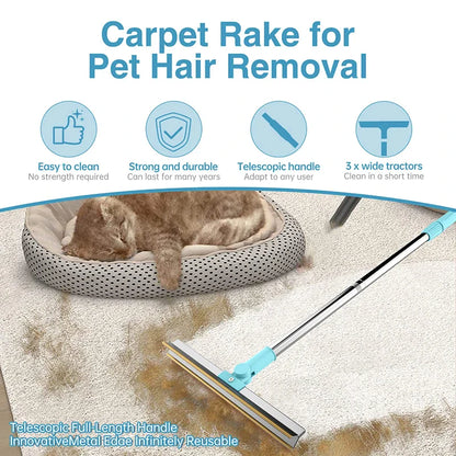 Telescopic Metal Edge Pet Hair Removal Rake
