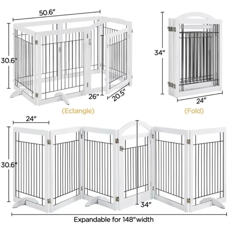 MDF & Metal 34″ Height Foldable Pet Gate
