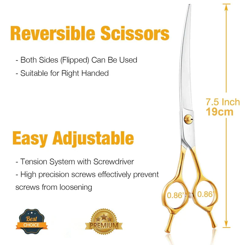 Professional Lightweight Curved Dog Grooming Scissors