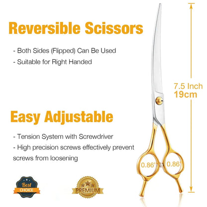 Professional Lightweight Curved Dog Grooming Scissors