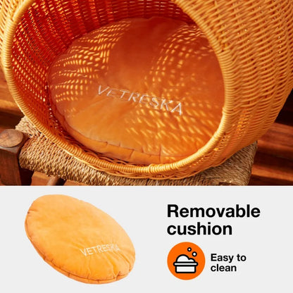 Hand Woven Rattan Cat Bed
