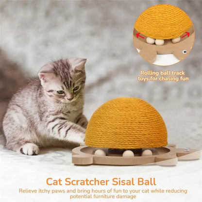 3-In-1 Wooden Track Ball Cat Scratcher