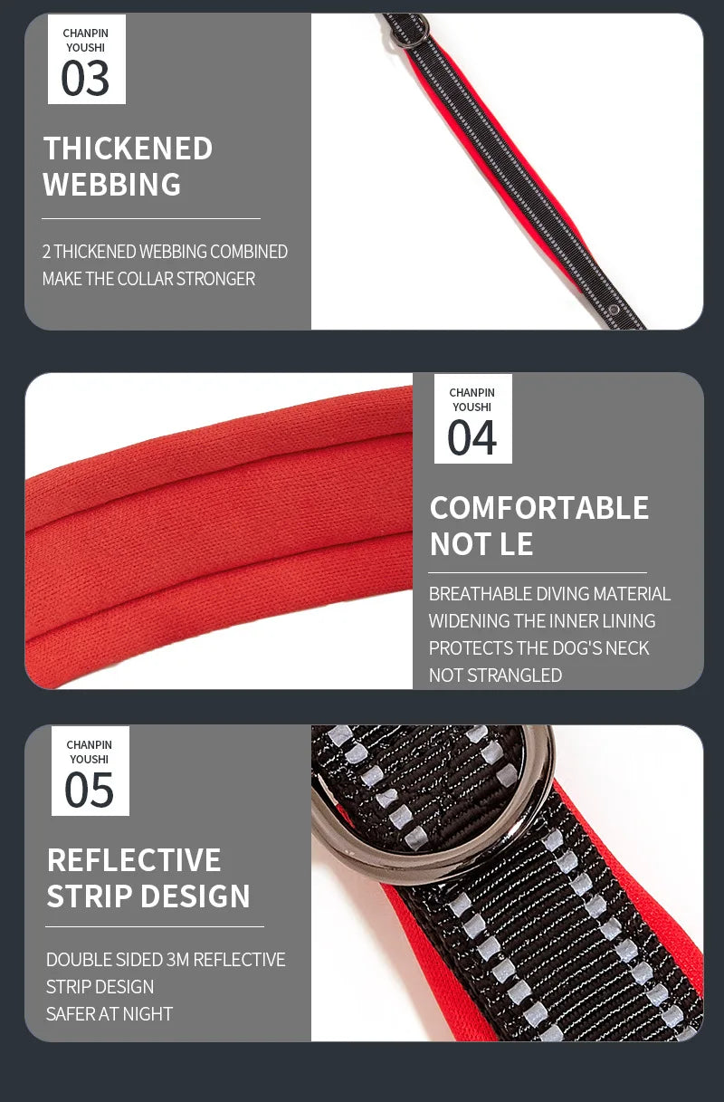 Reflective Nylon Dog AirTag Collar & Lead