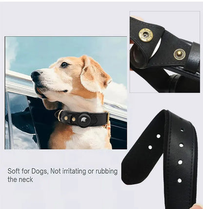 Luxury Leather AirTag Pet Collar