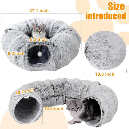 3 Ways Foldable Plush Cat Tunnel
