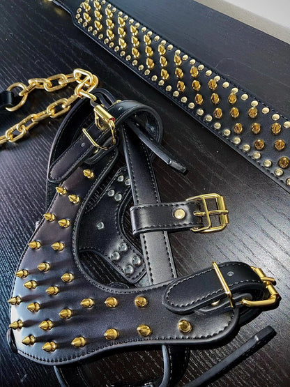 Leather Spiked Studded Dog Harness