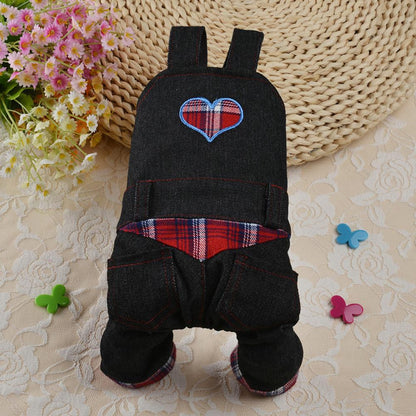 Denim Heart Strapped Dog Apparel