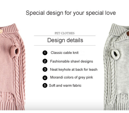 Knitted Cable Winter Dog Sweater