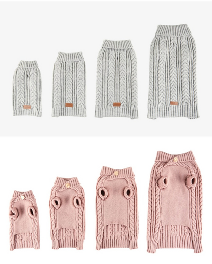 Knitted Cable Winter Dog Sweater