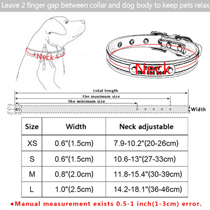 Leather Rhinestone Personalized Dog Collar