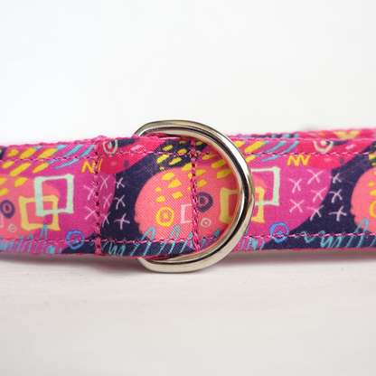 PINK SCRAWL Engraved Dog Collar